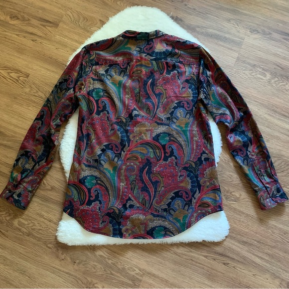 Ralph Lauren Paisley Patterned Long Sleeve Button Up Blouse Sz Medium - Picture 5 of 8